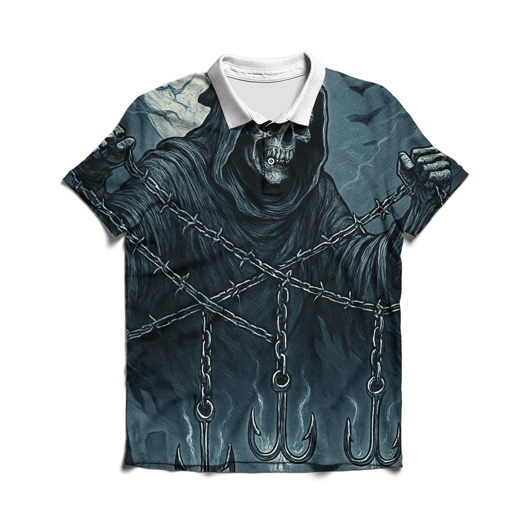 Moonlit Harvester Of Chains premium cotton polo shirts