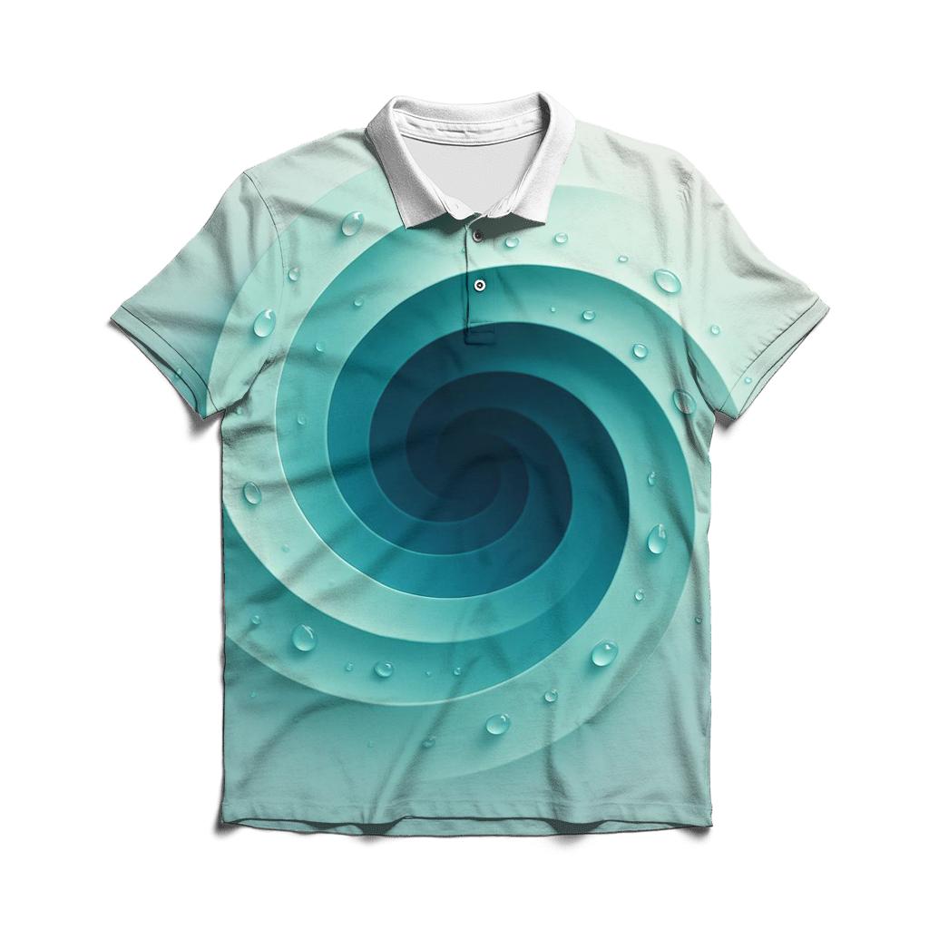 Teal Vortex Garden stylish collar polo tees