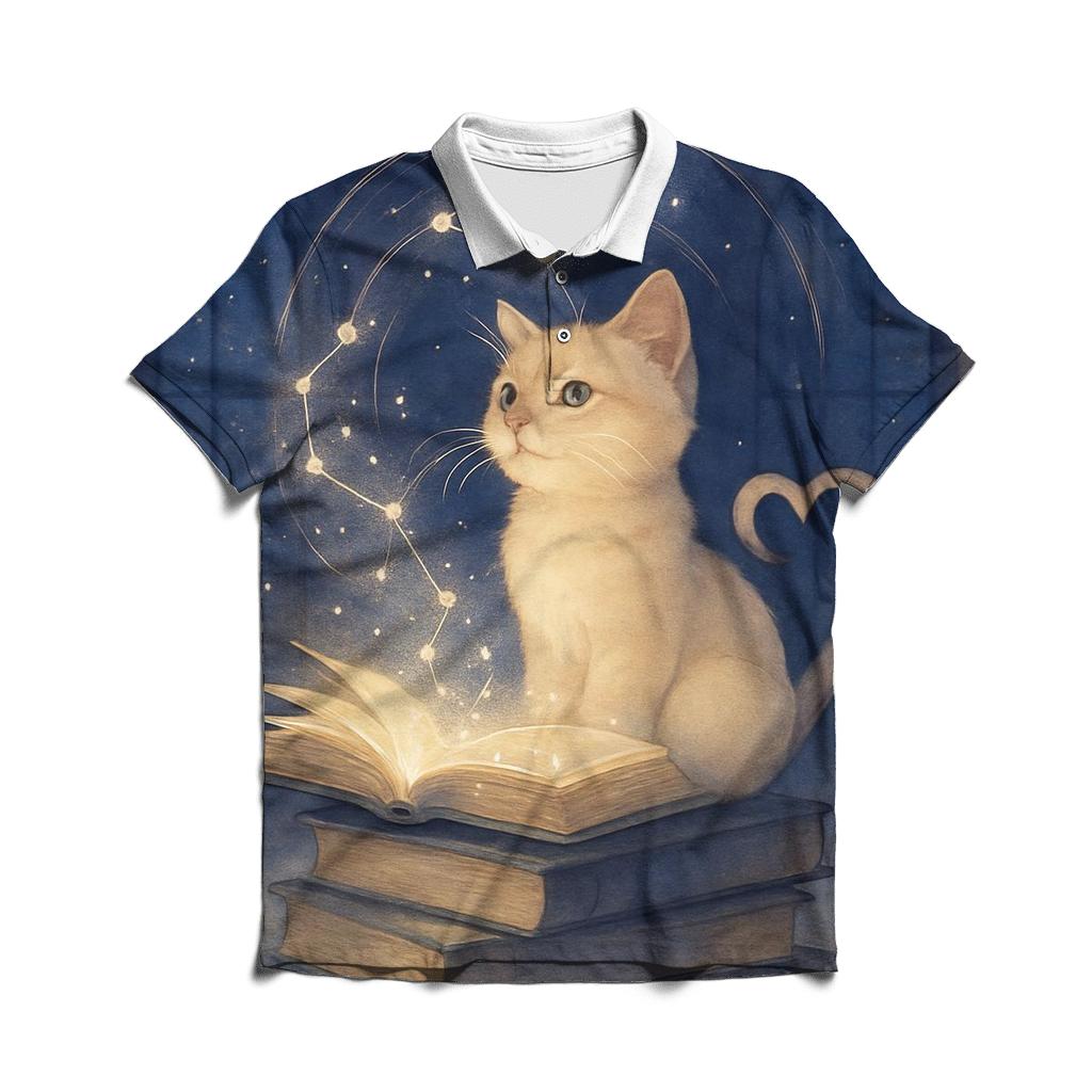 Starlit Library Purr Oracle personalized polo shirts