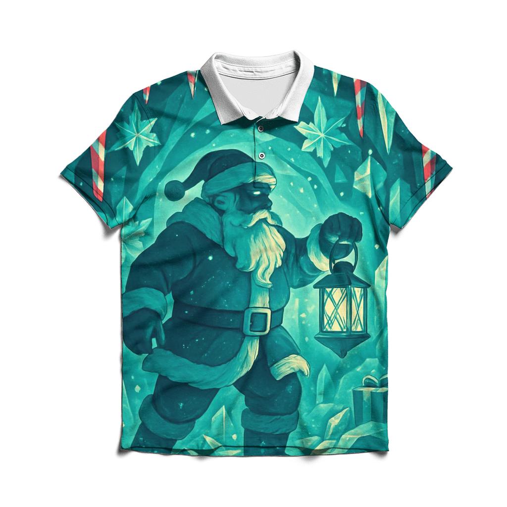 Santa In Crystal Cave Of Peppermint Ice personalized polo shirts