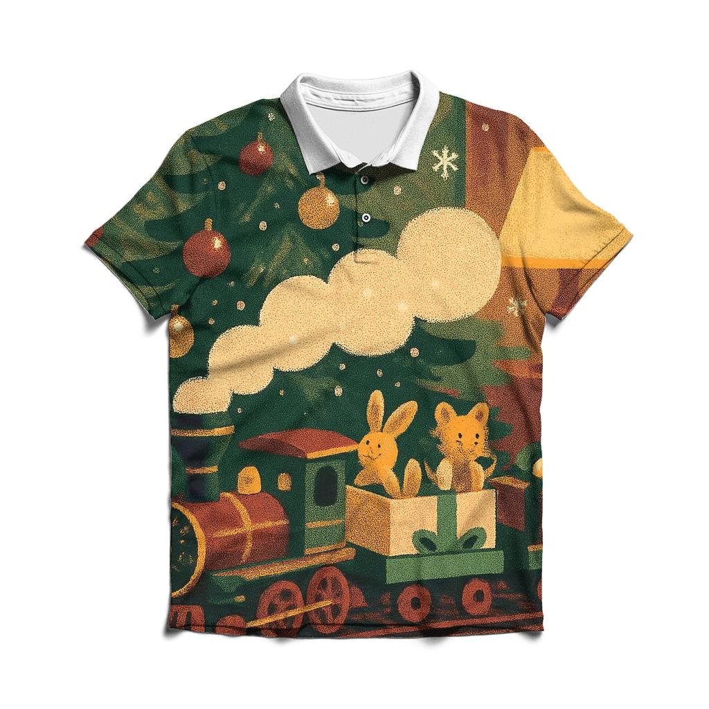 Vintage Holiday Poster Toy Train Carousel custom polo shirts