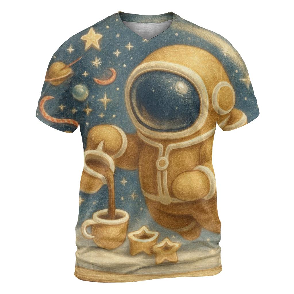 Gingerbread Astronaut Tea Party creative print fashion shirts
