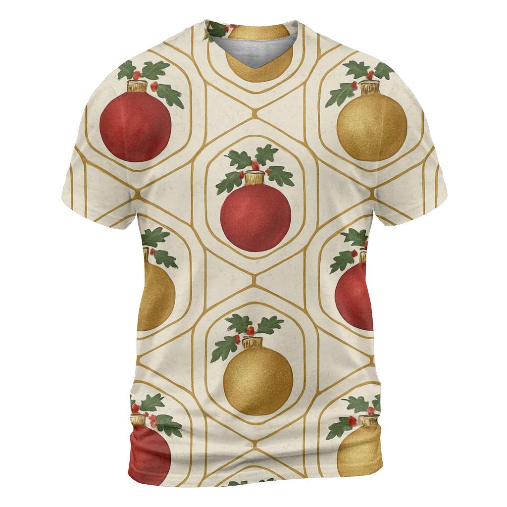 Crimson Ornament Medallion Tessellation On Ivory Background custom all-over print shirts