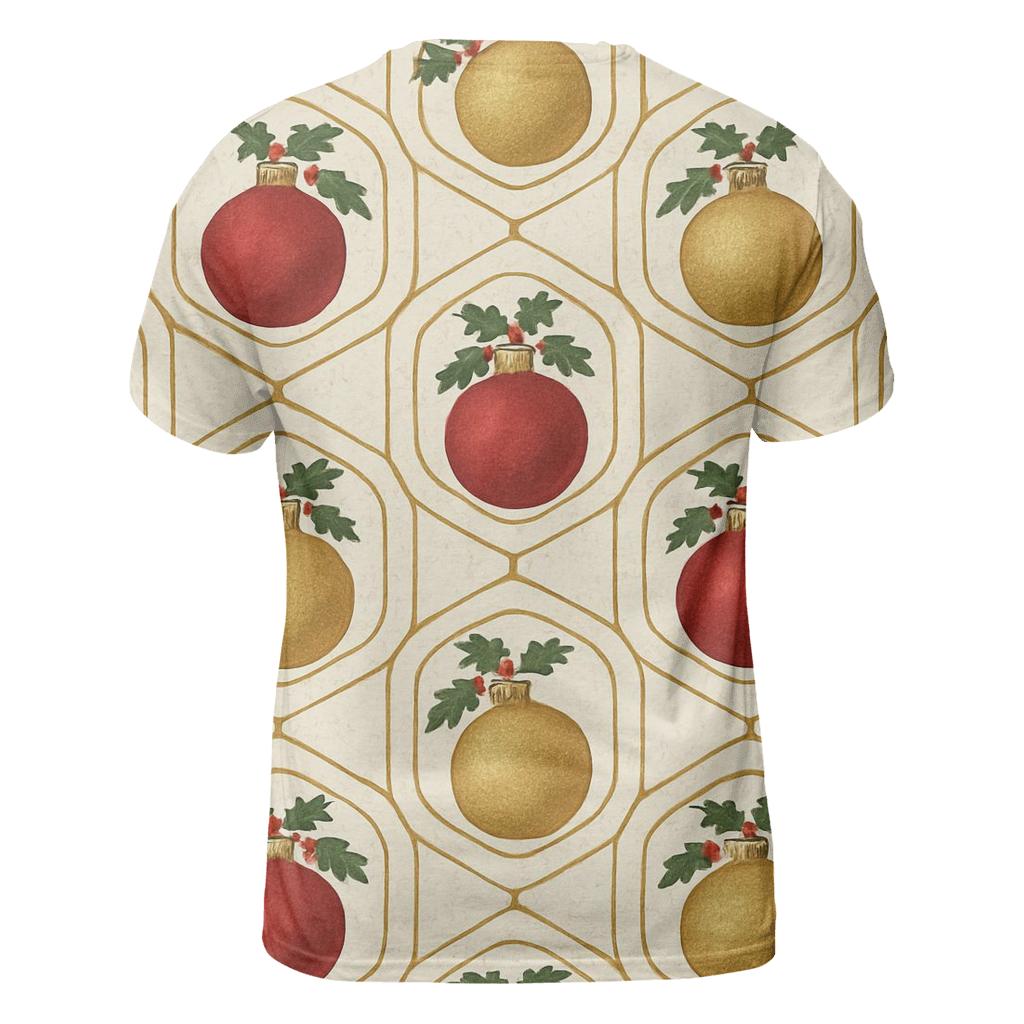 Crimson Ornament Medallion Tessellation On Ivory Background custom all-over print shirts