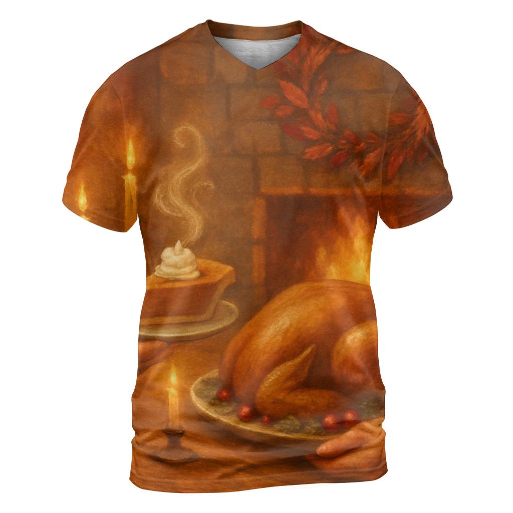 Candlelit Gratitude Hearth creative print fashion shirts