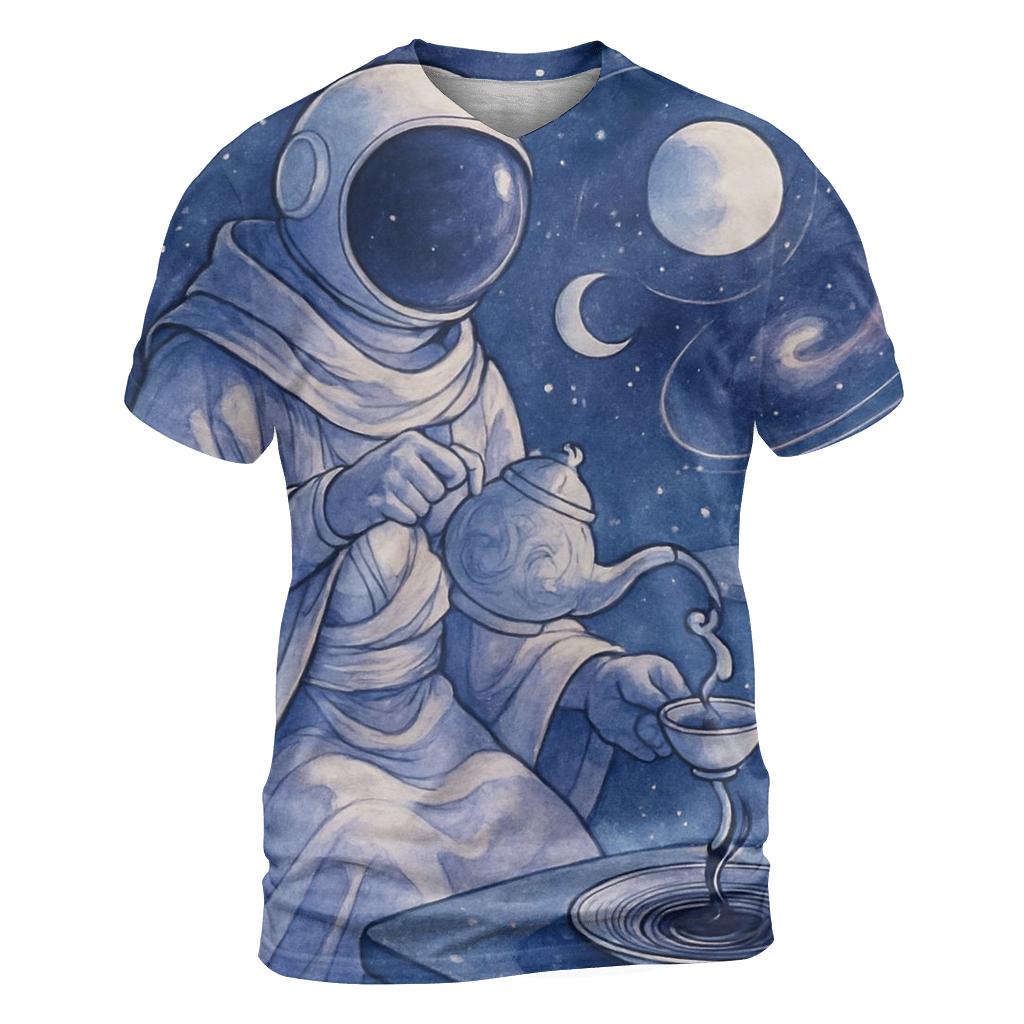 The Black Hole Tea Ceremony vibrant all-over design tees