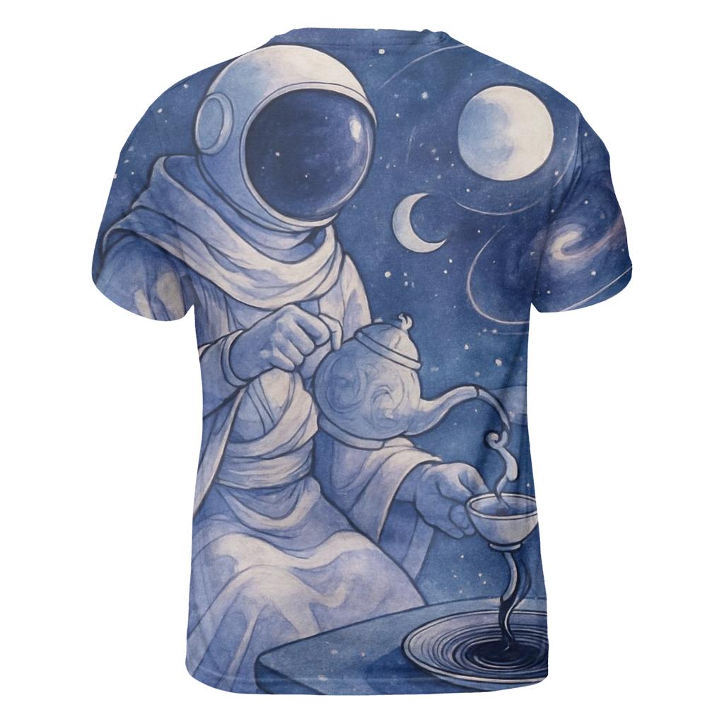 The Black Hole Tea Ceremony vibrant all-over design tees