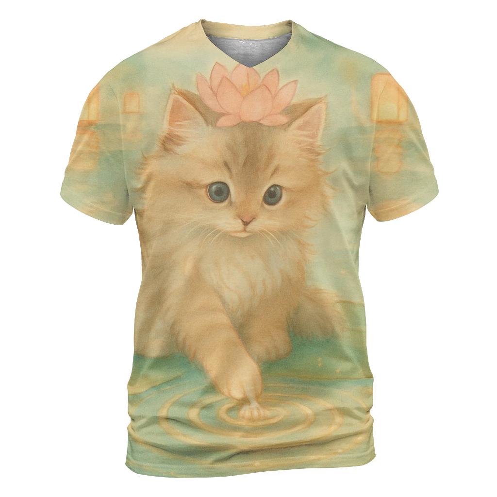 Lantern Lake Lotus Cat trendy printed shirt styles