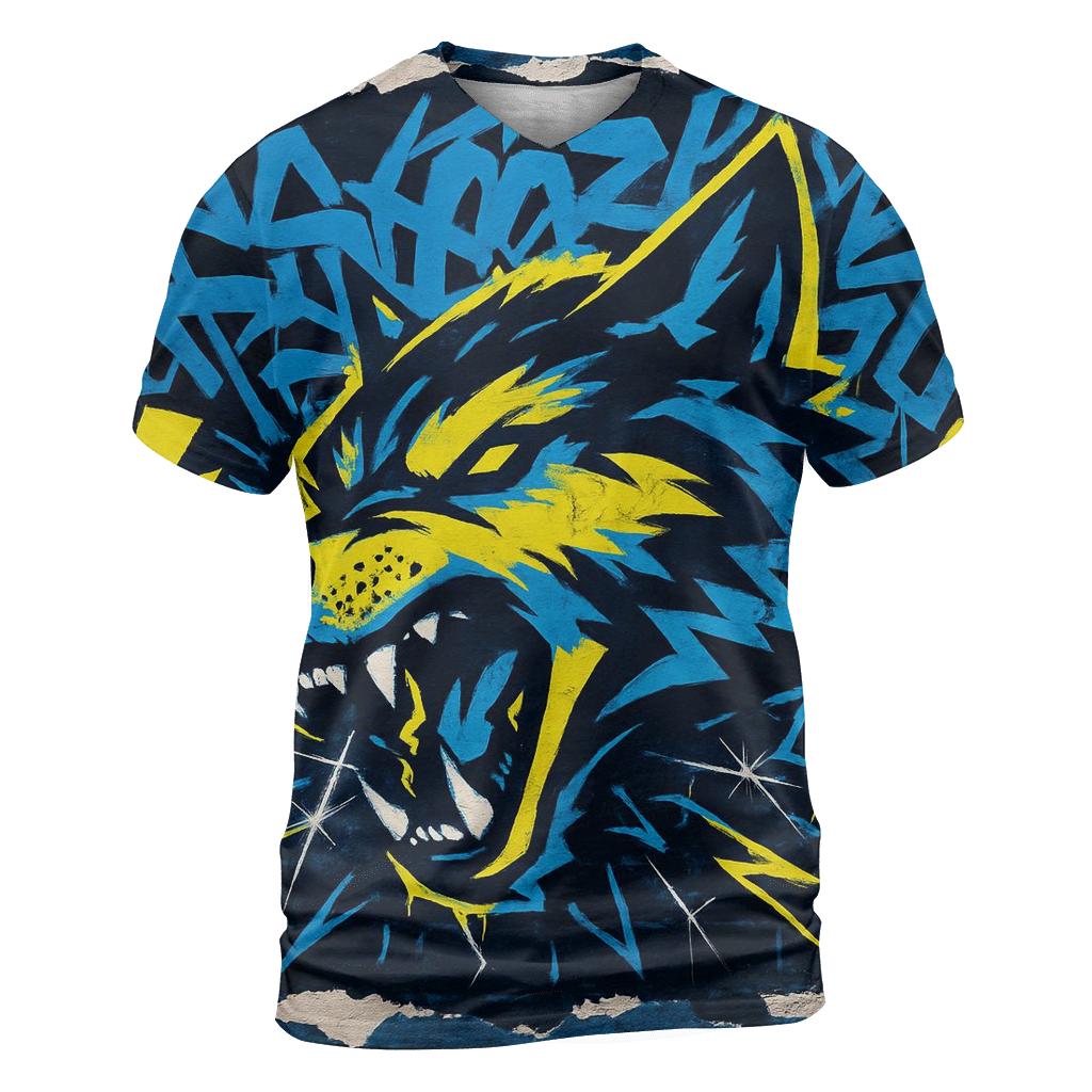 Graffiti Alley Thunder Wolf creative print fashion shirts