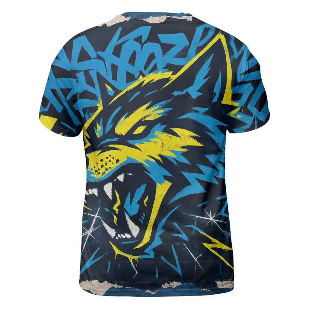 Graffiti Alley Thunder Wolf creative print fashion shirts