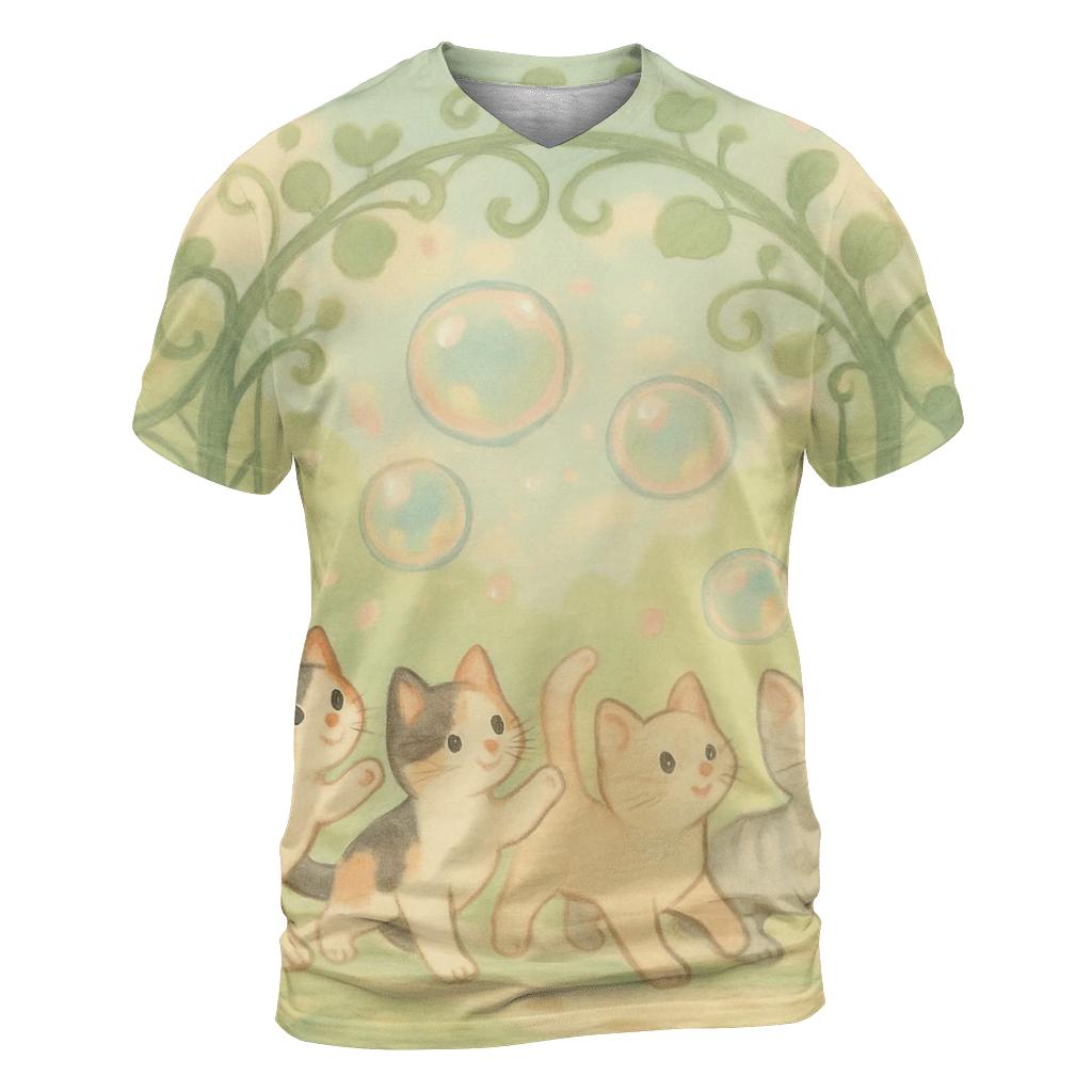 Garden Gate Bubble Parade Cats unique graphic print tees