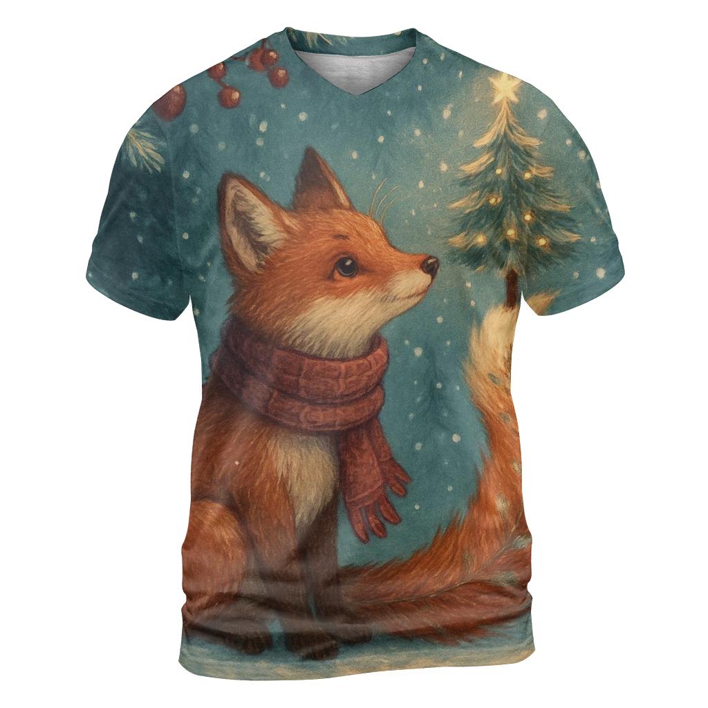 Christmas Tree Fox In Lantern Snow unique graphic print tees