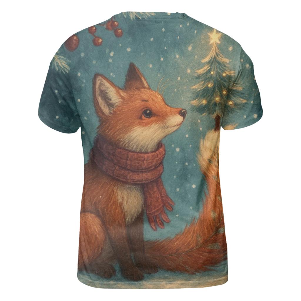 Christmas Tree Fox In Lantern Snow unique graphic print tees