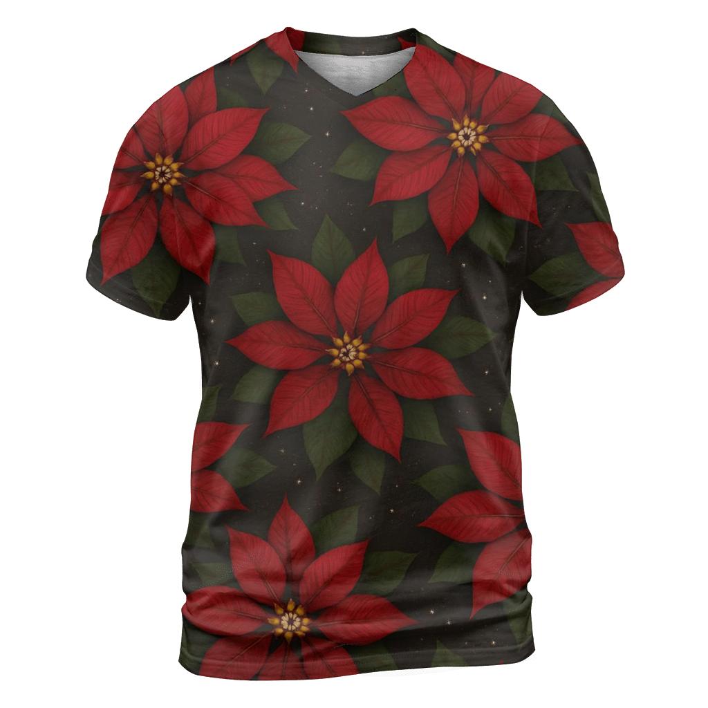 Poinsettia Radial Rosette Repeat On Charcoal Background personalized full print shirts