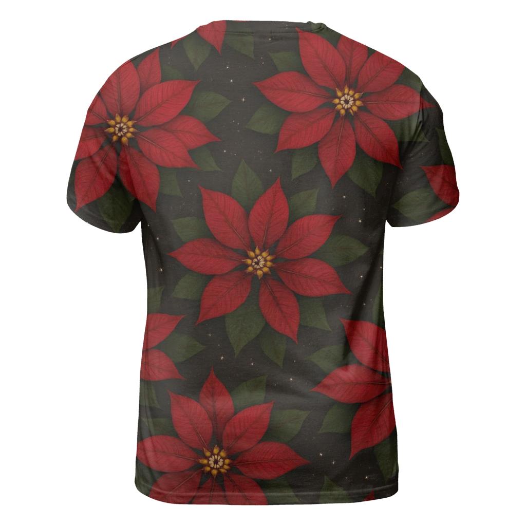 Poinsettia Radial Rosette Repeat On Charcoal Background personalized full print shirts