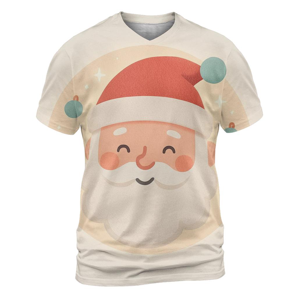 Minimal Santa Face With Frosted Ornament Halo personalized full print shirts