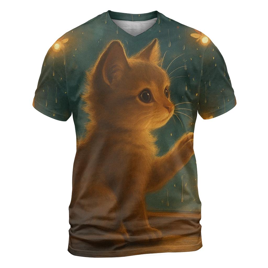 Rainy Window Paws And Fireflies statement graphic shirts