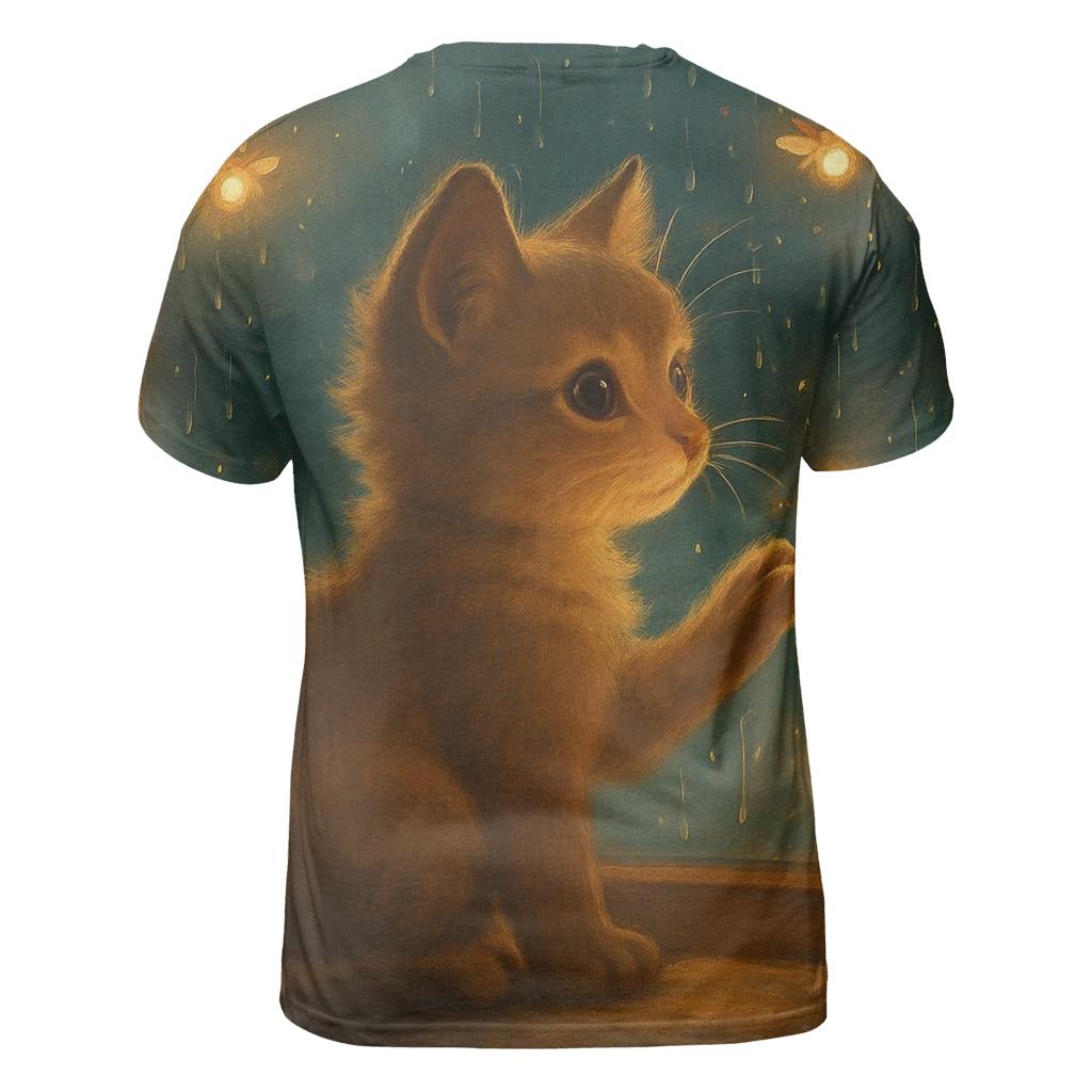 Rainy Window Paws And Fireflies statement graphic shirts