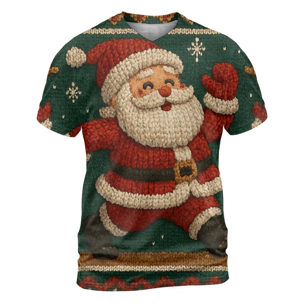 Retro Knit Pattern Santa Parade Scene statement graphic shirts