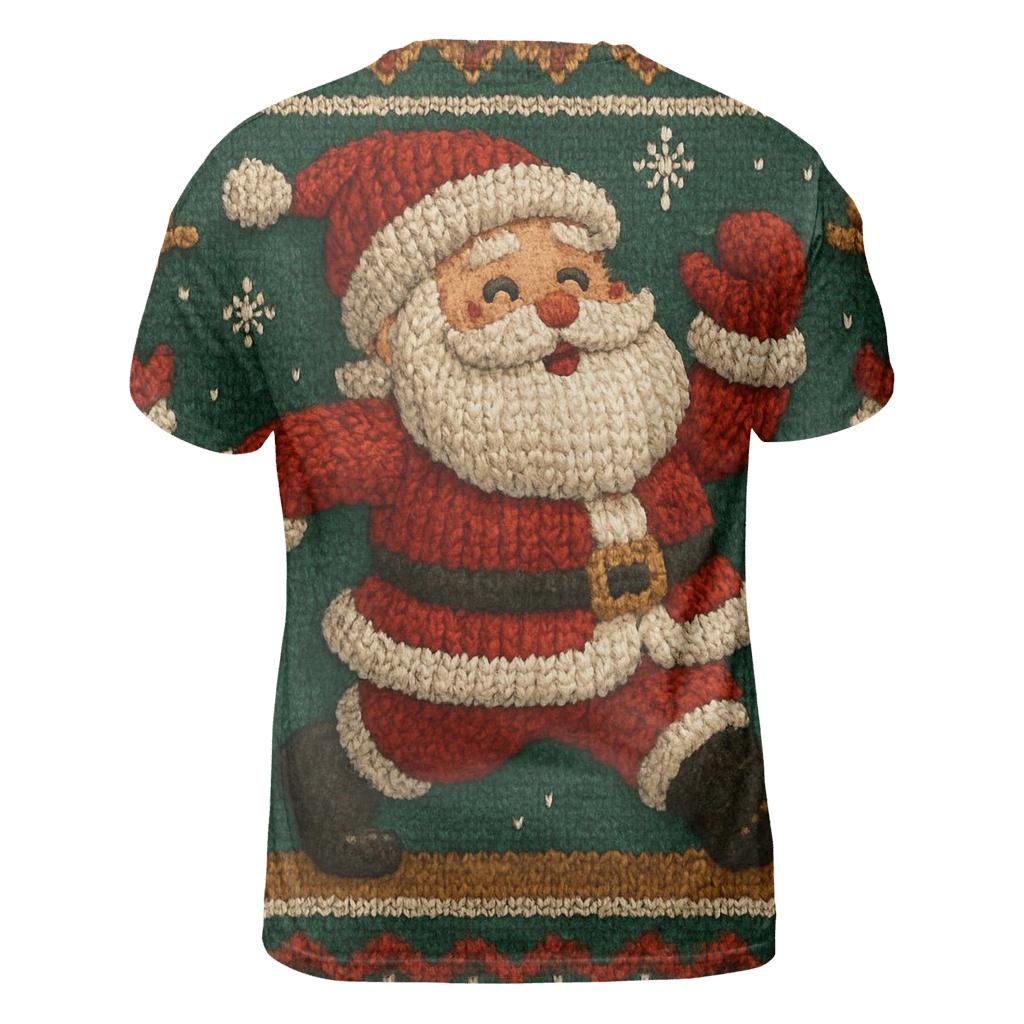 Retro Knit Pattern Santa Parade Scene statement graphic shirts