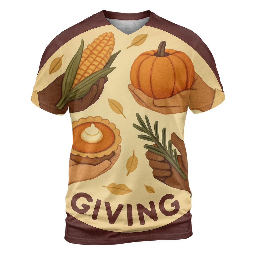 Harvest Wreath Of Shared Hands vibrant all-over design tees