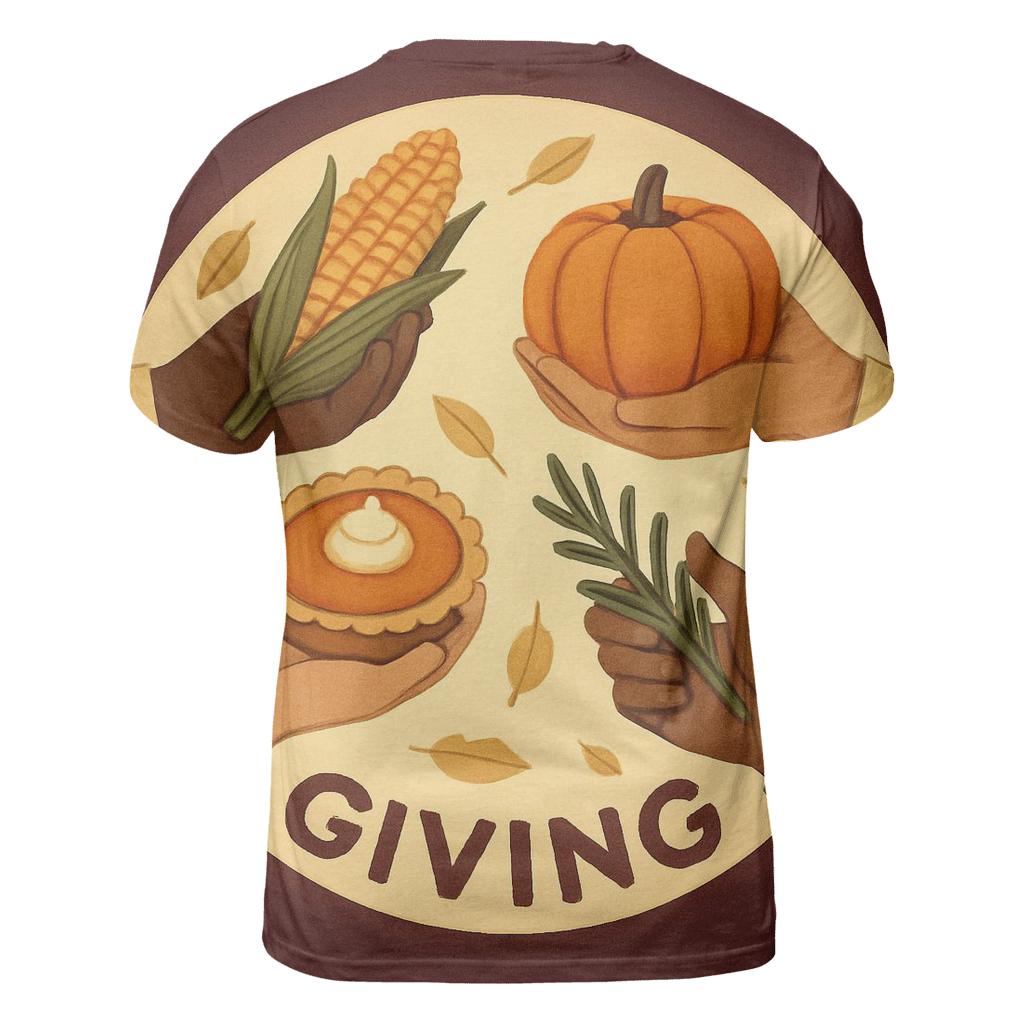 Harvest Wreath Of Shared Hands vibrant all-over design tees