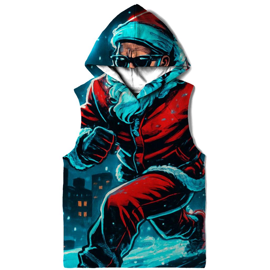 Neon Midnight Santa On Rooftop Run designer hoodies