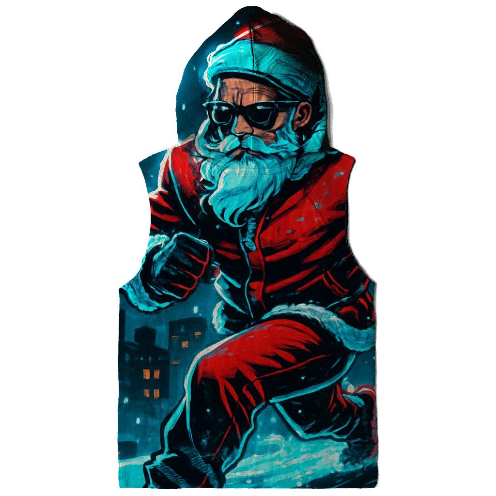 Neon Midnight Santa On Rooftop Run designer hoodies