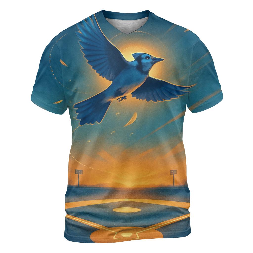 Diamond Horizon With Blue Jays Twilight Arc trendy printed shirt styles