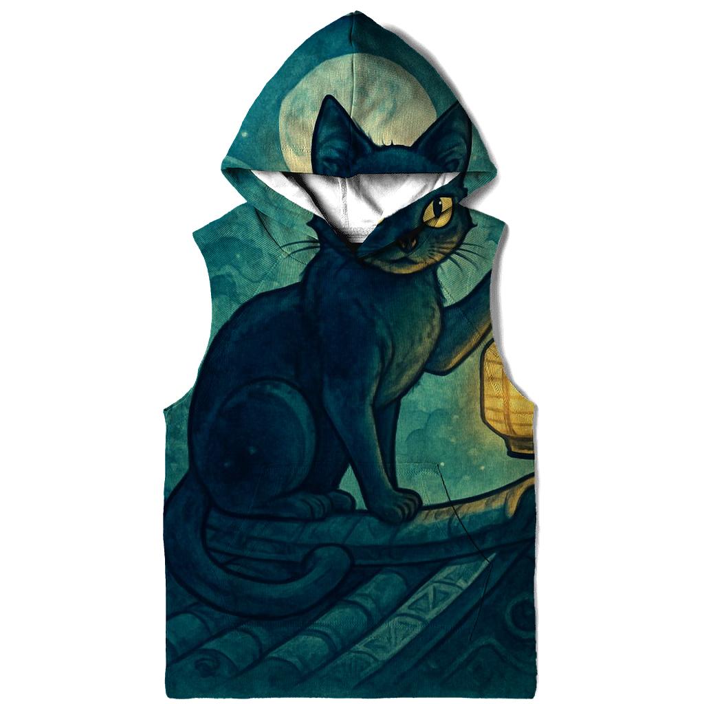 Midnight Lantern Guardian Cat designer hoodies