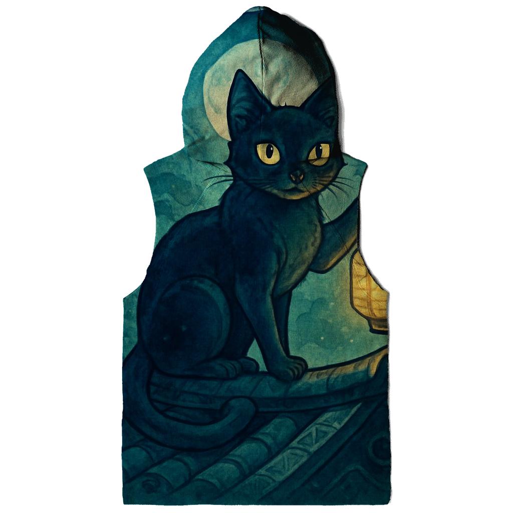 Midnight Lantern Guardian Cat designer hoodies