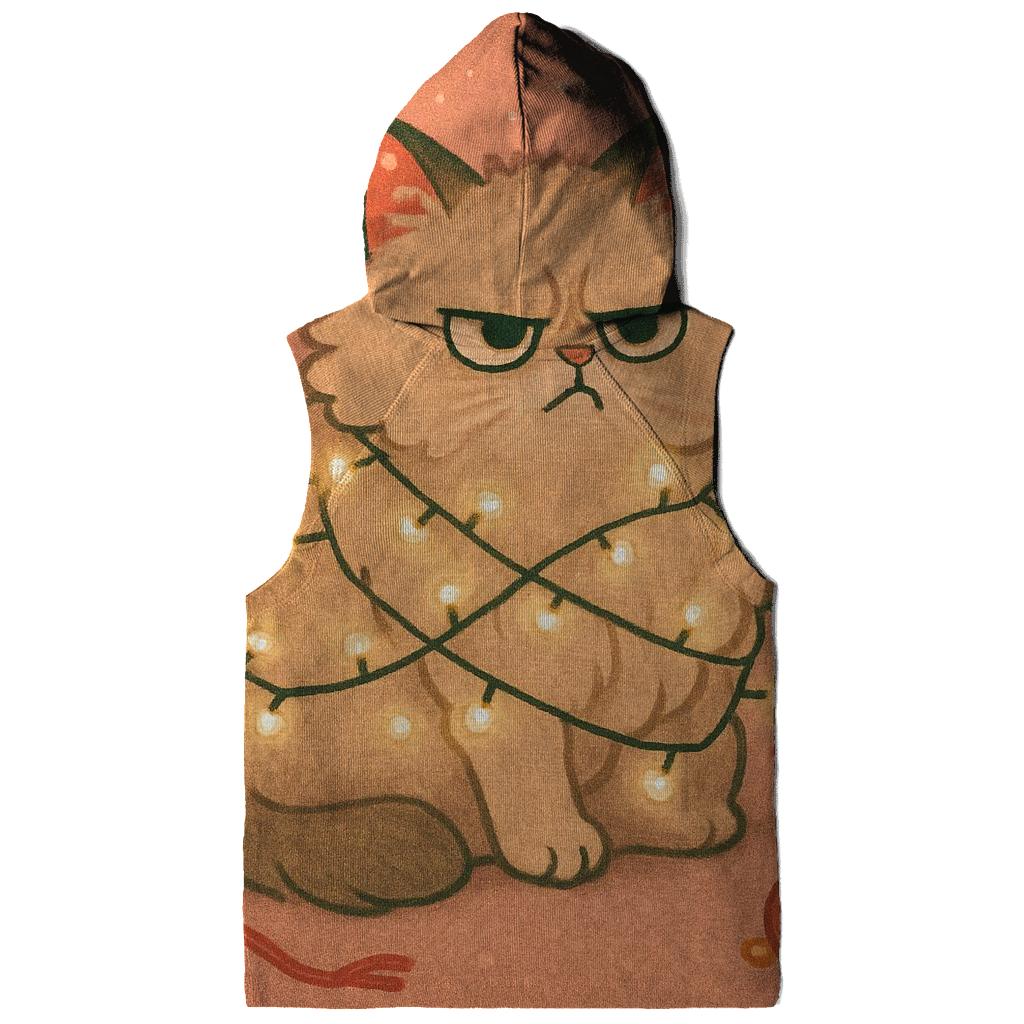 Grumpy Cat Tangled In Fairy Lights custom hoodies