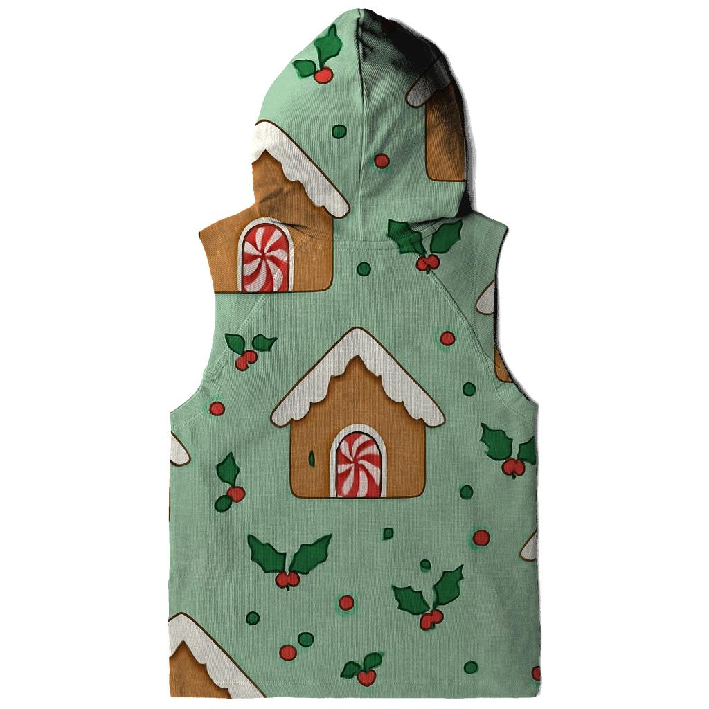 Gingerbread House Scatter With Snowflake Fill On Mint Background hoodie trends