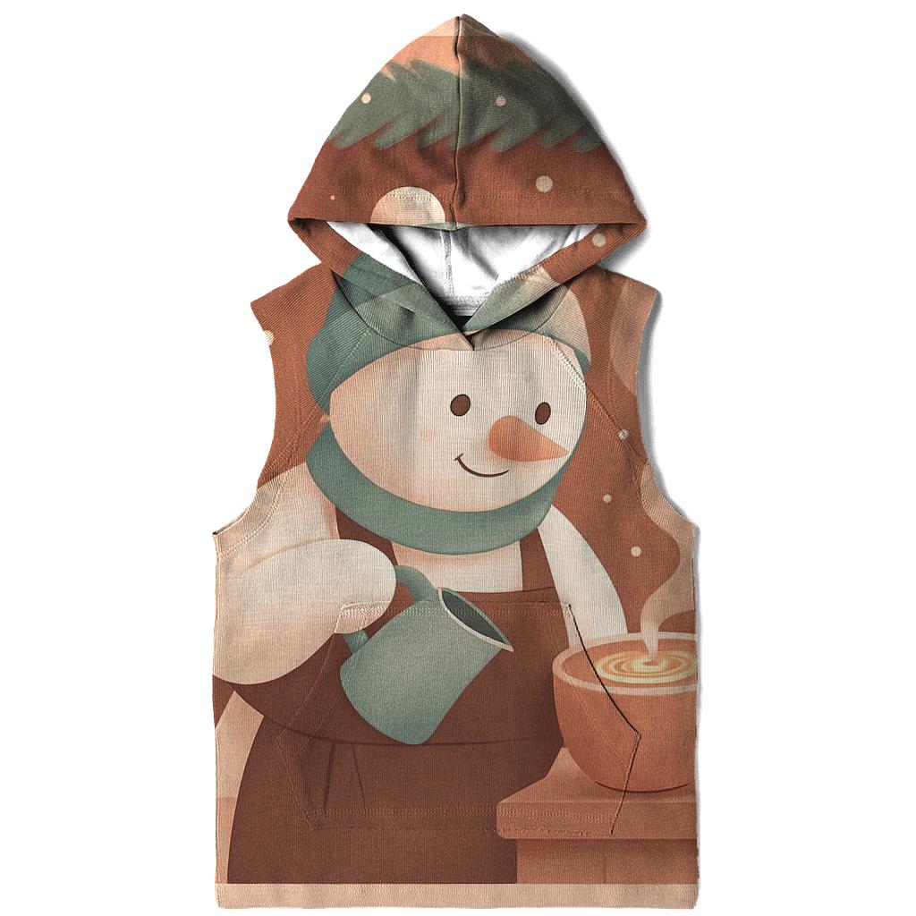 Snowman Barista Cocoa Cloud Art printed hoodies