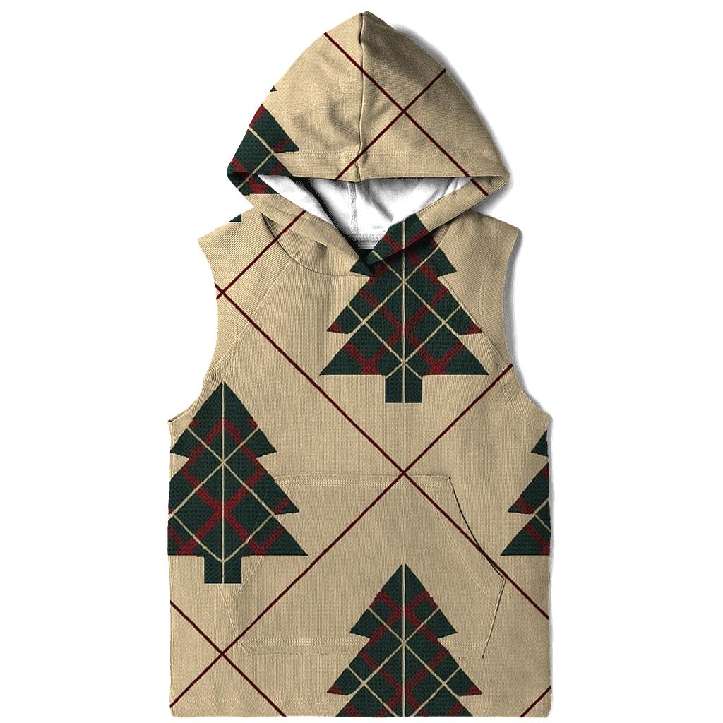 Plaid Christmas Tree Tile On Beige Background premium hoodies