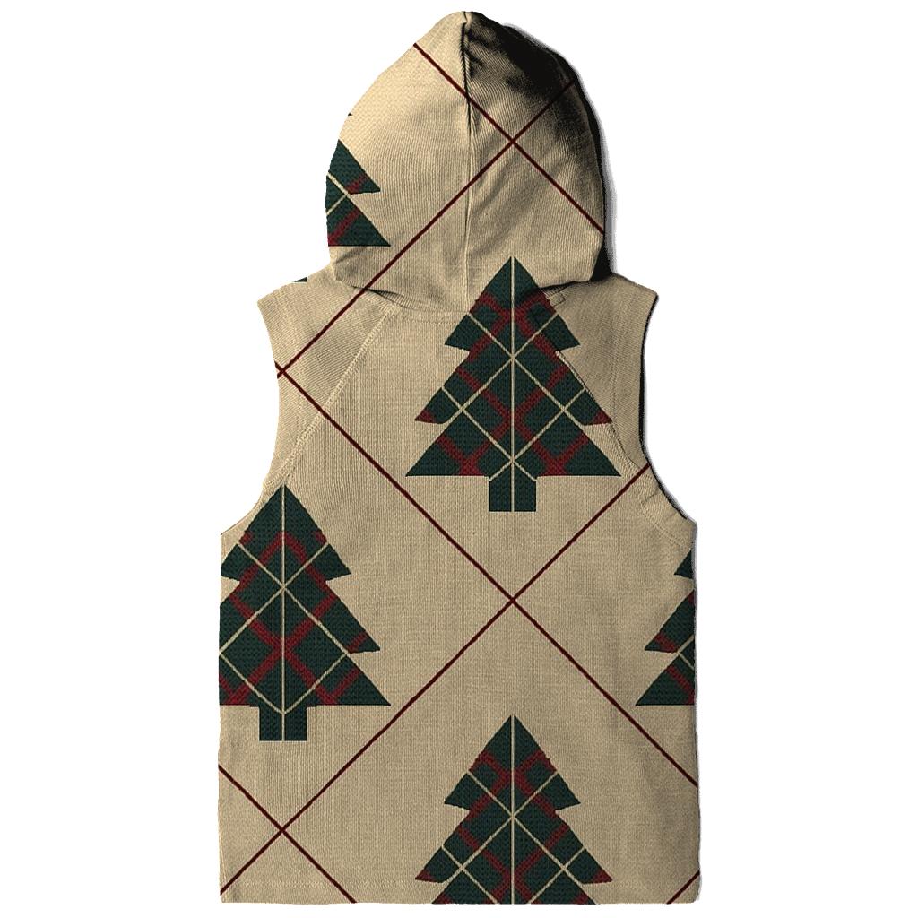 Plaid Christmas Tree Tile On Beige Background premium hoodies