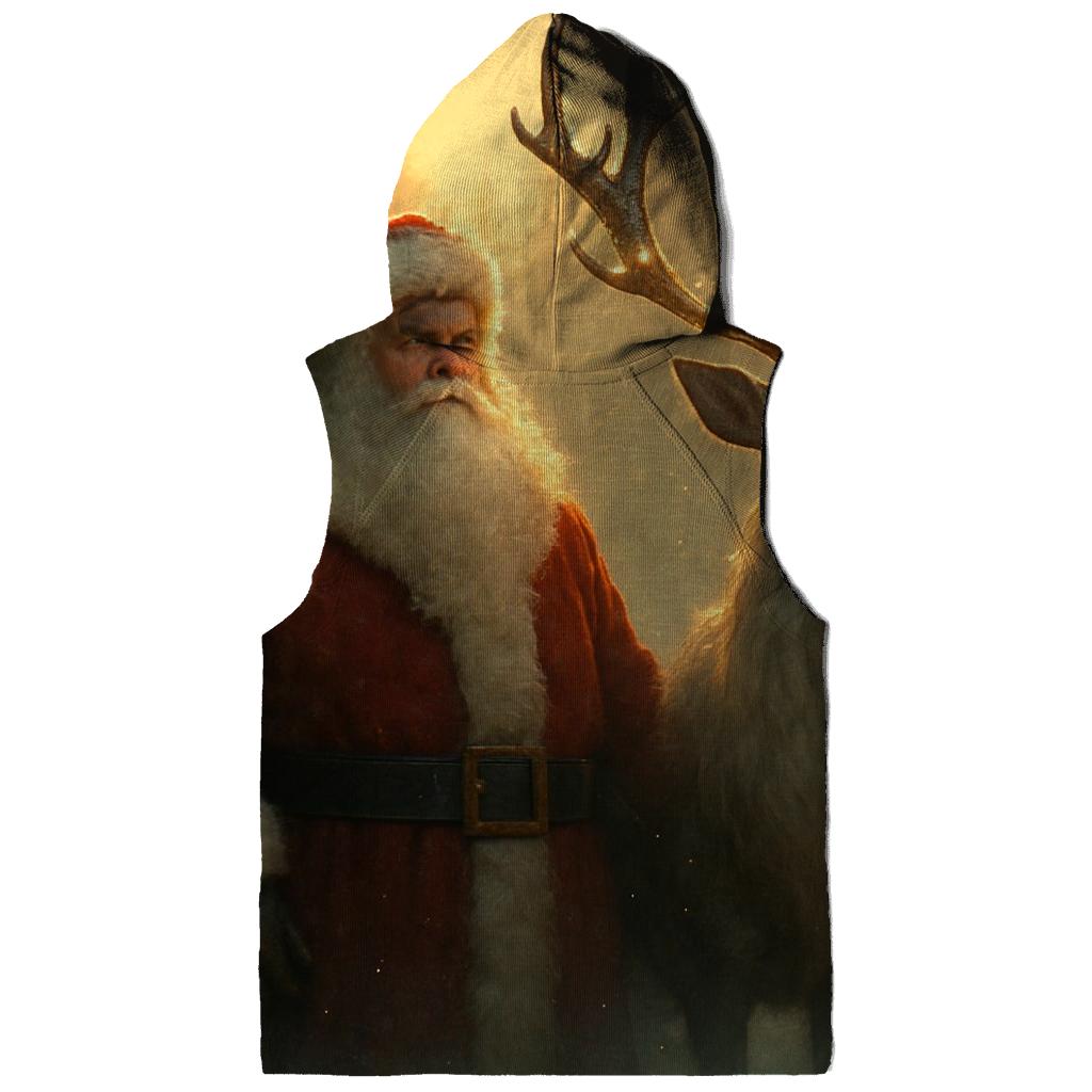 Majestic Santa And Reindeer In Golden Forest Mist hoodie styles