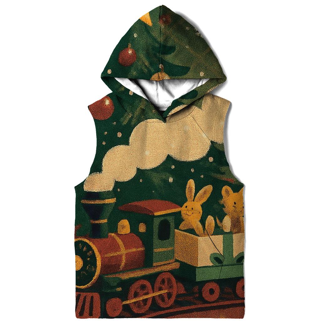 Vintage Holiday Poster Toy Train Carousel graphic hoodies