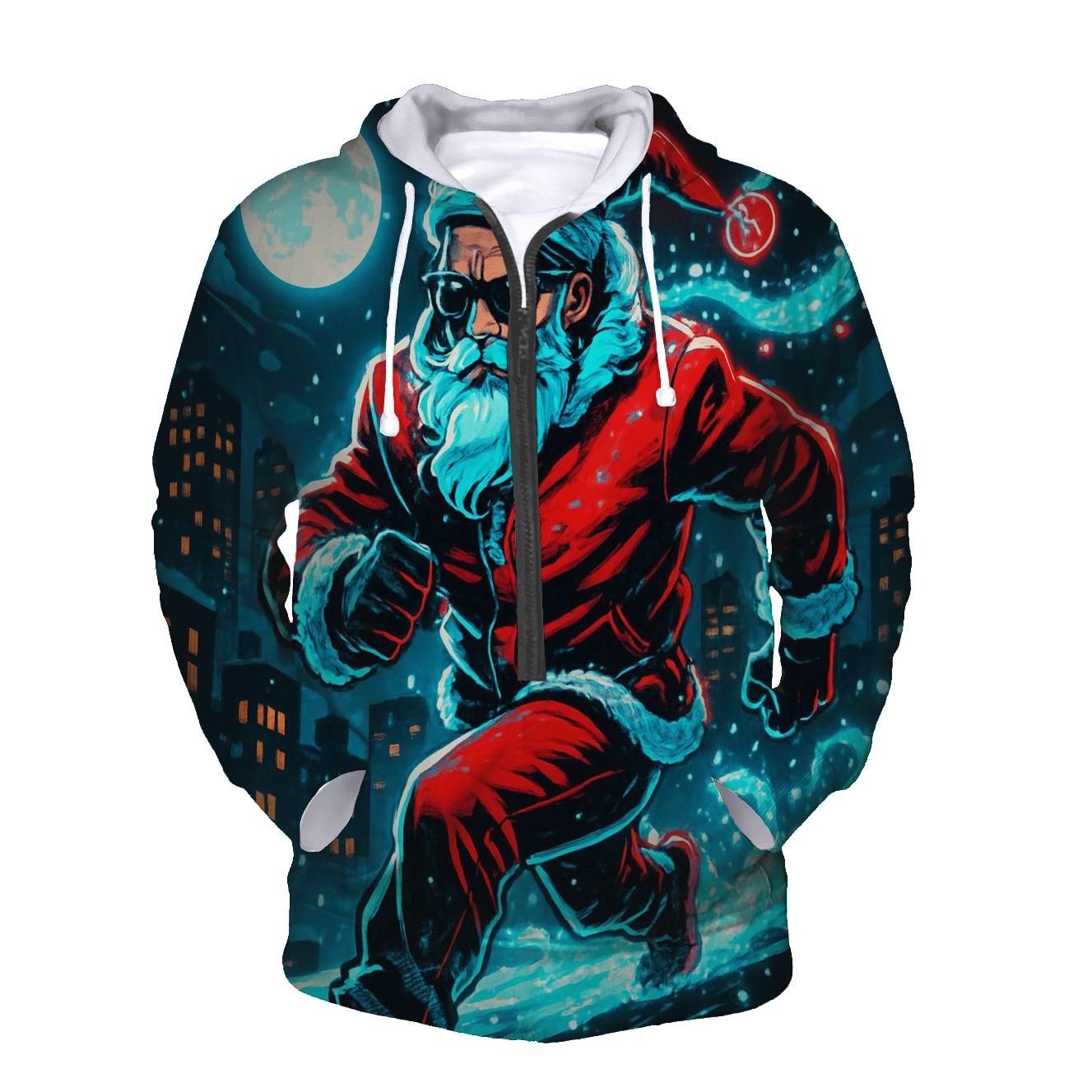Neon Midnight Santa On Rooftop Run hoodies fashion