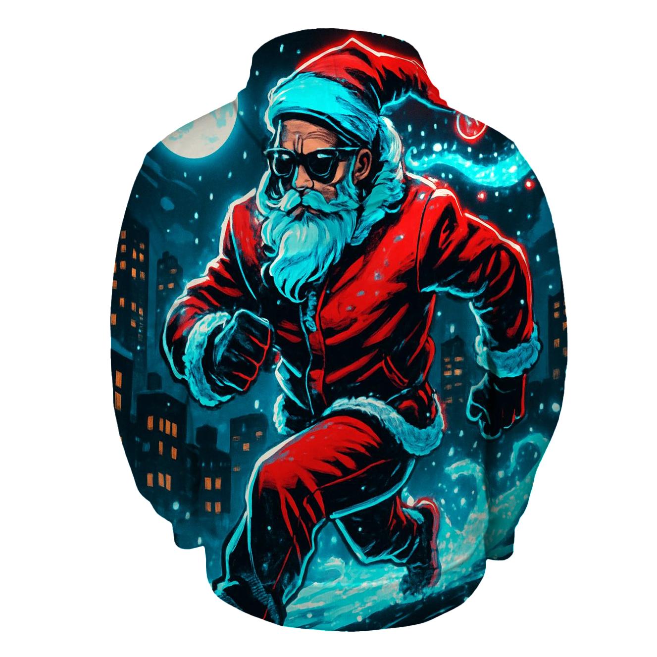 Neon Midnight Santa On Rooftop Run hoodies fashion