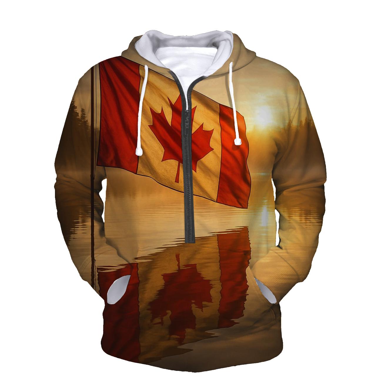 Crimson Maple Reflection Canada zip-up hoodies