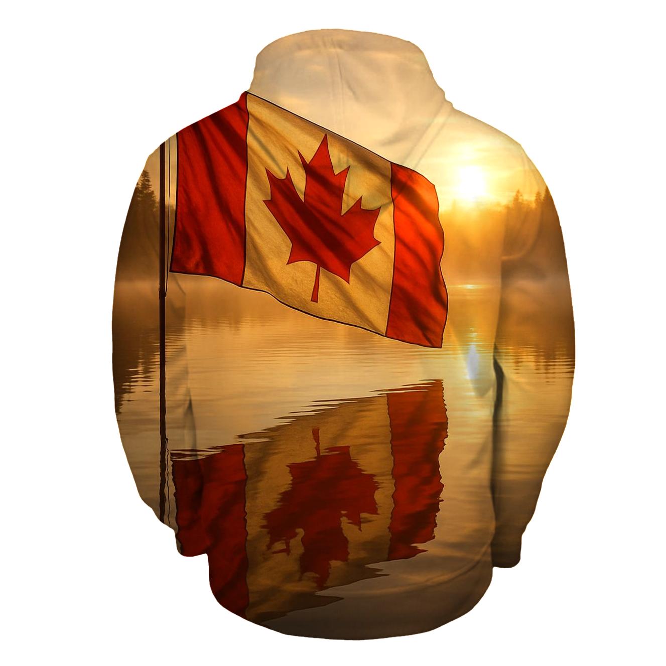 Crimson Maple Reflection Canada zip-up hoodies