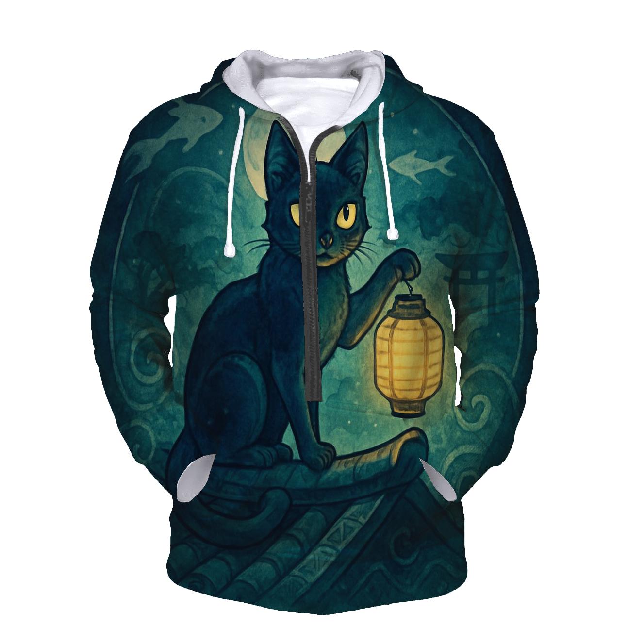 Midnight Lantern Guardian Cat premium hoodies