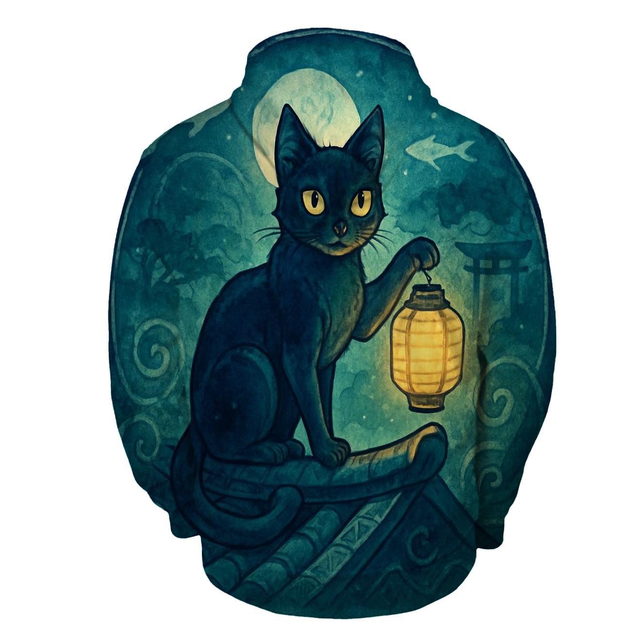 Midnight Lantern Guardian Cat premium hoodies