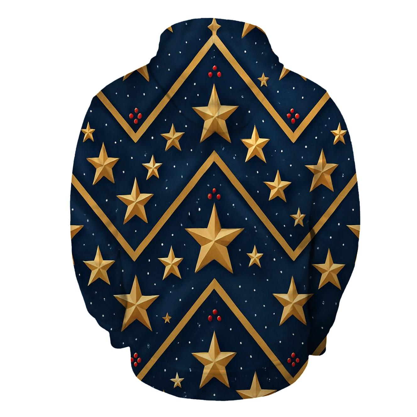 Gold Star Chevron On Navy Blue Background premium hoodies