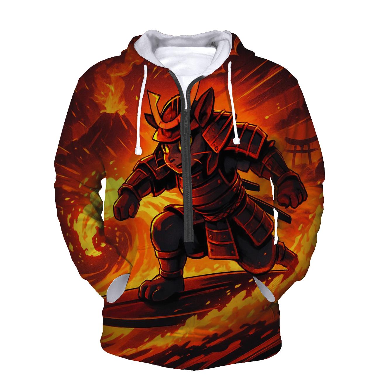 Volcanic Surf Samurai Cat heavyweight hoodies