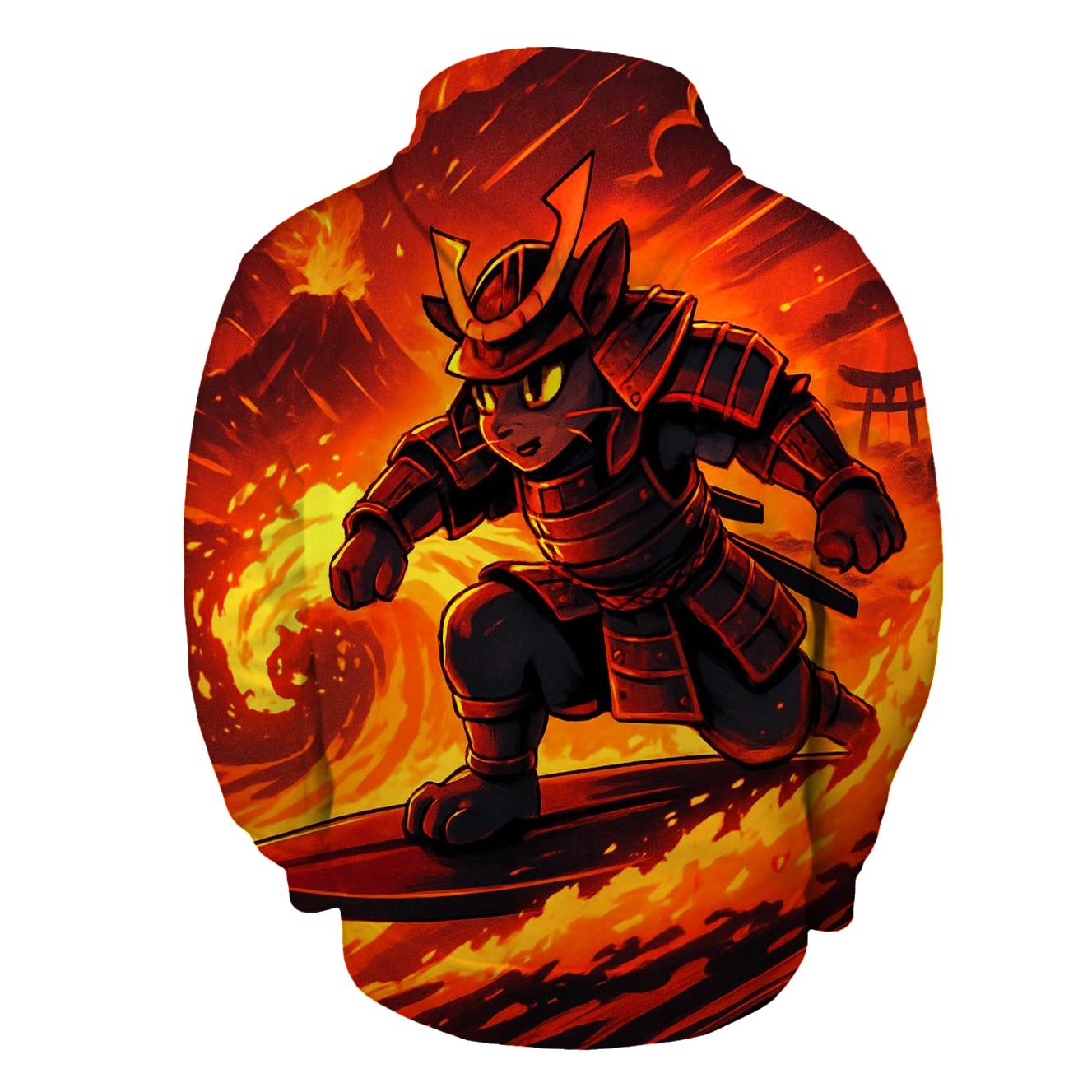 Volcanic Surf Samurai Cat heavyweight hoodies