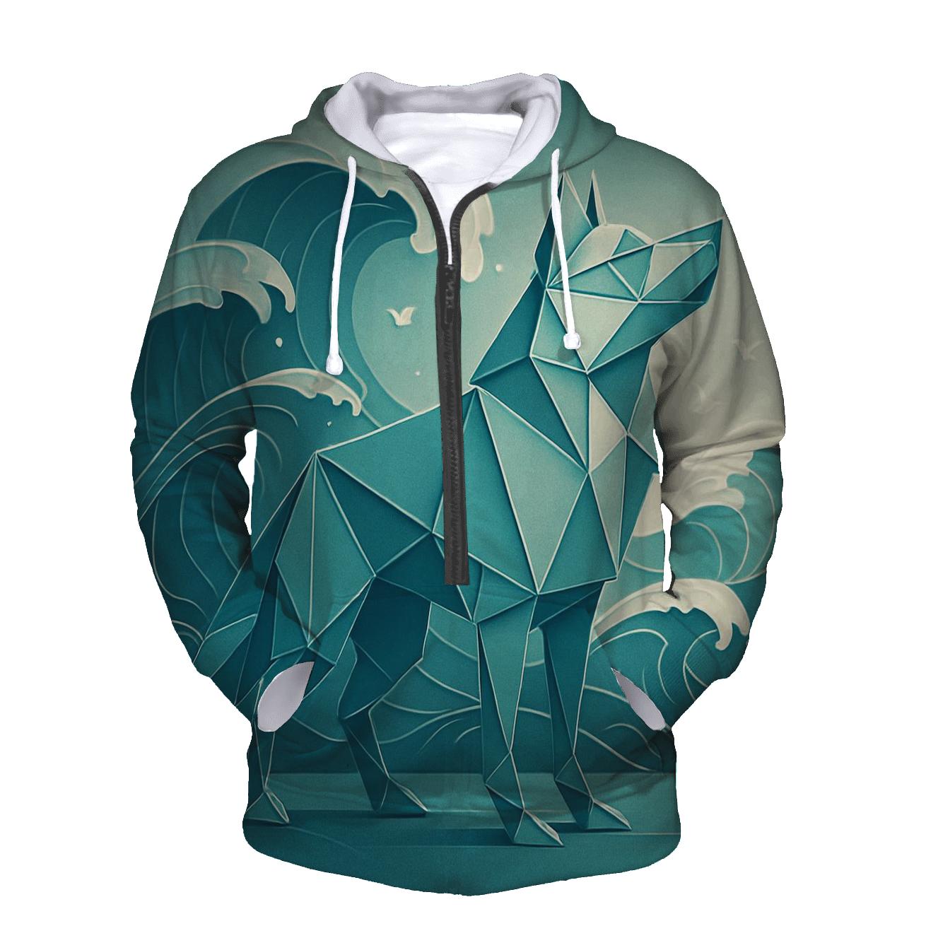 Origami Tide Wolf hoodies fashion