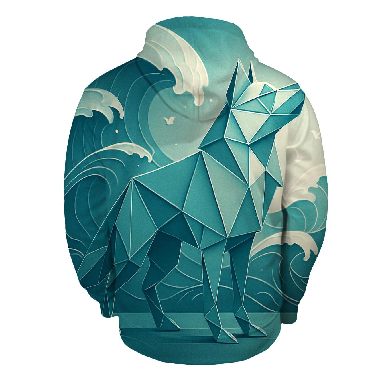 Origami Tide Wolf hoodies fashion
