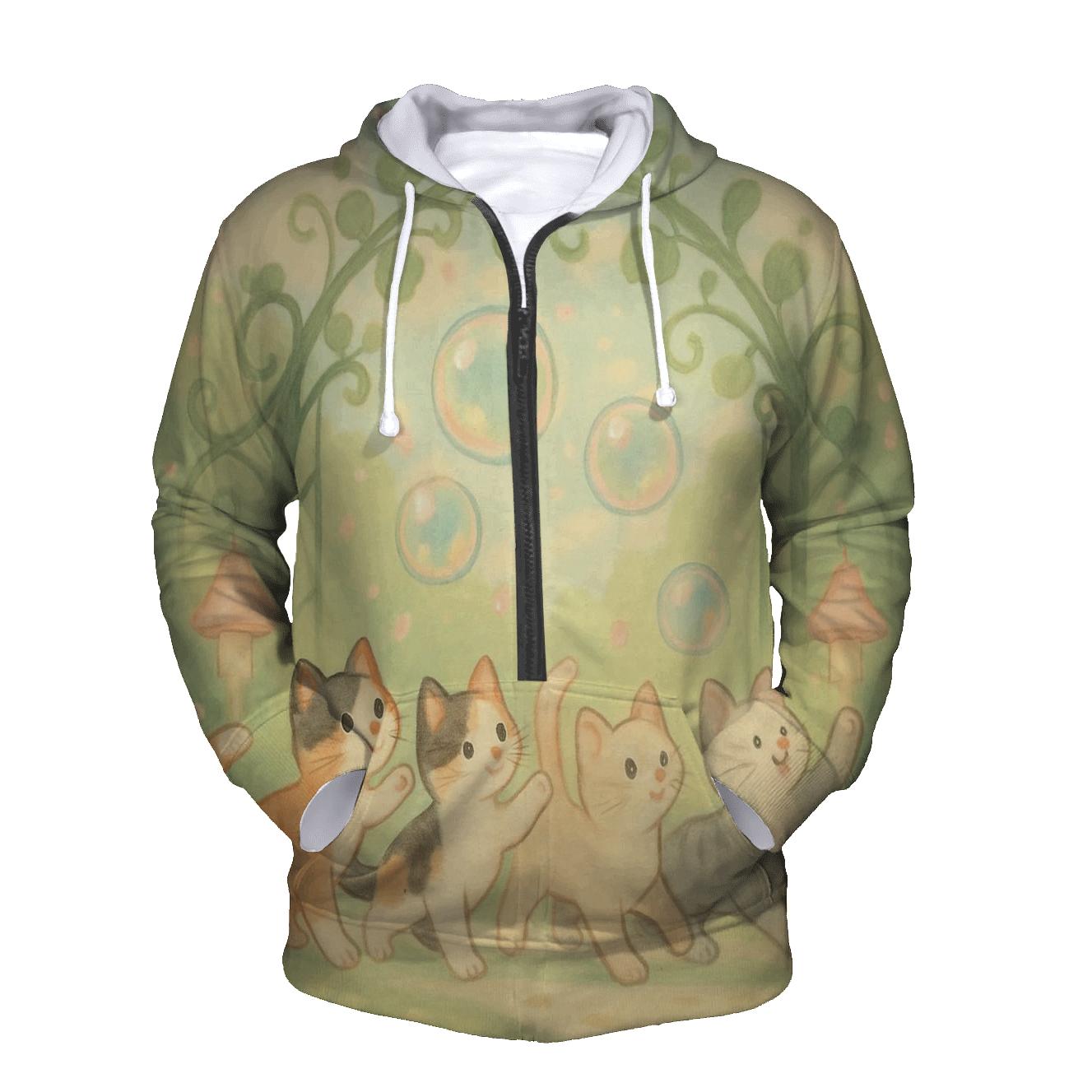 Garden Gate Bubble Parade Cats lightweight hoodies